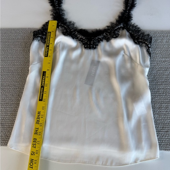White House Black Market Ivory Black Lace Trim Silky Cami Tank Top Size XS New - Picture 8 of 10
